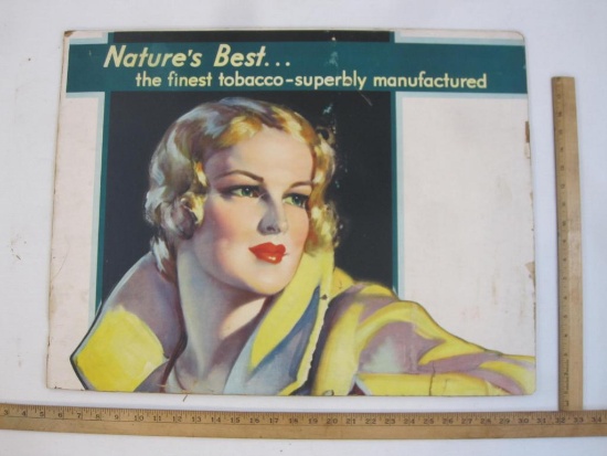 Vintage Nature's Best?the finest tobacco-superbly manufactured Cardboard Advertising Sign, approx