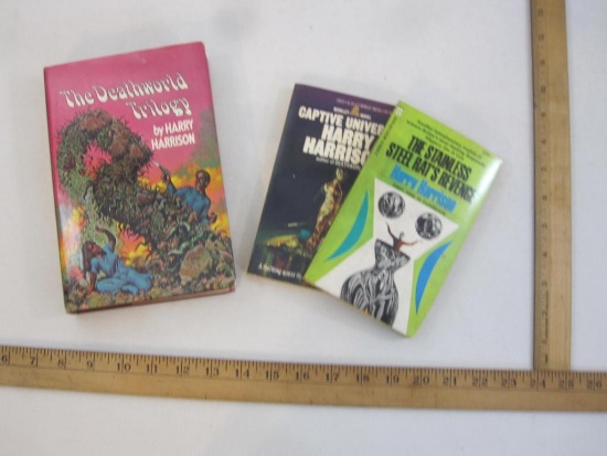 Three Harry Harrison Science Fiction Books including The Deathworld Trilogy (1968), The Stainless