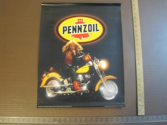 1994 Pennzoil Advertising Poster, 22" x 17 ", Harley Davidson motorcycle, poster will be rolled and
