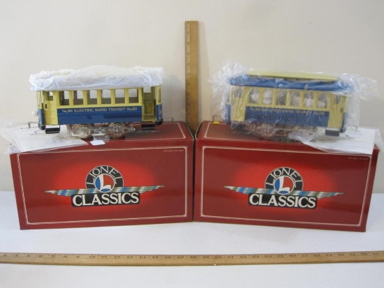 Set of 2 Lionel Classics Train Cars including 200 Trolley and 201 Trolley Trailer, 6-13900/6-13901,
