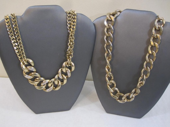 Two Gold Tone Chain Necklaces, 9 oz