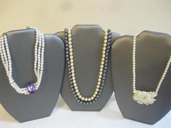 Lot of Assorted Faux Pearl Necklaces, 1 lb