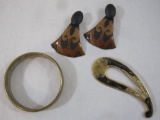 Lot of Unique Jewelry including bangle bracelet, pin and earrings, 3 oz