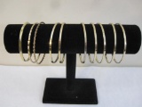 Lot of 10 Gold Tone Bangle Bracelets, 4 oz