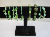 Lot of 9 Green Beaded Stretch Bracelets, 3 oz