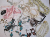 Lot of Assorted Jewelry Parts and Pieces, AS IS, see pictures, 1 lb 10 oz