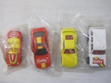 Four Sealed Hot Wheels Getty Diecast Cars, 1980s, 7 oz