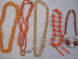 Lot of Assorted Orange Jewelry including beaded necklaces and more, 9 oz