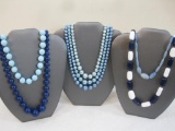 Five Blue Beaded Necklaces, 10 oz