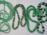Four Green Beaded Necklaces, acrylic beads, 10 oz