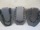 Three Fashion Necklaces including art glass beads and more, 5 oz
