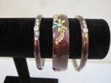 Three Vintage Bangle Bracelets with Beaded Accents, 2 oz