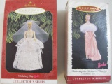 Two Hallmark Keepsake Barbie Ornaments including Barbie Featuring the Enchanted Evening Barbie Doll
