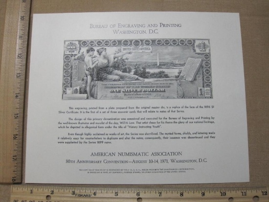 Bureau of Engraving and Printing American Numismatic Assoc 80th Anniv Convention Souvenir Sheet, not