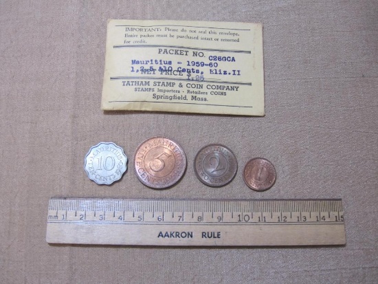 Lot of Foreign Coins from Mauritius 1959-60 1, 2, 5 & 10 Cents