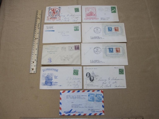 Postmarked lot of envelopes with 1, 3, and 5 cent postage including US Merchant Marine, and 13 and