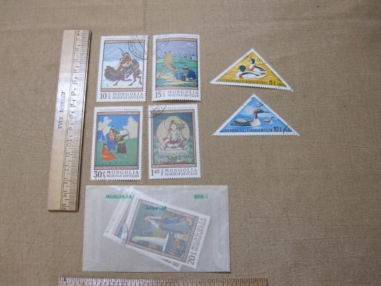 Lot of Assorted Foreign Postage Stamps from Mongolia, mostly canceled