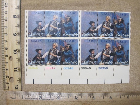 Block of mint Spirit of 76, 13 cent stamps, Scott #s 1629-31