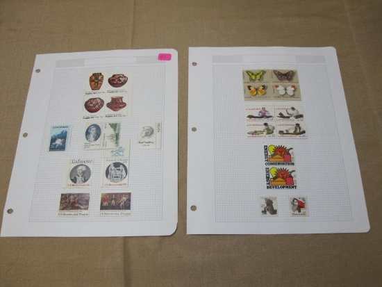 US Postage Stamps includes Block of Four 13 Cent Pueblo Art, Block of Two 13 Cent Capt James Cook,
