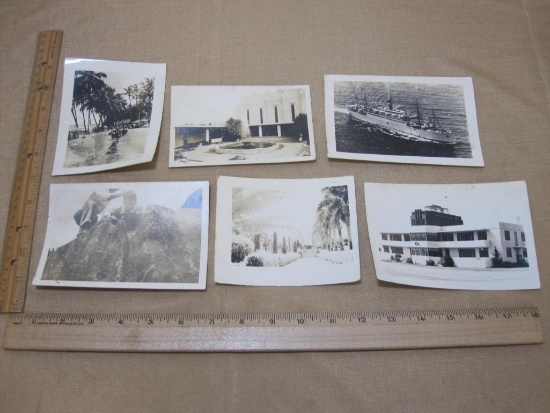 Six Vintage Photos and Postcards including postcard showing Patio of the Waikiki Theater in