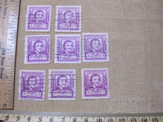 Edgar Allen Poe 3 cent stamps, Scott #986