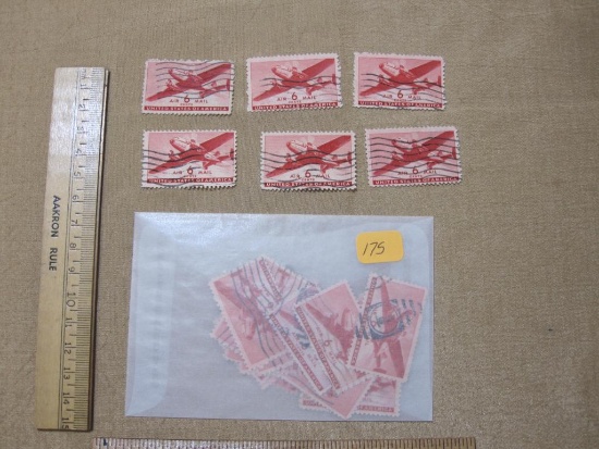Lot of Canceled 1941 6-Cent US Air Mail Postage Stamps, Scott #C25