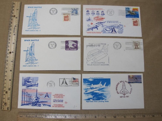 Aerospace First Day Covers includes T-38 Intercept and Approach of Shuttle, FIRST Static Firing
