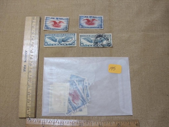 Lot of Canceled US Air Mail Postage Stamps including 30-Cent Trans-Atlantic (#C24) and 6-Cent (#C23)