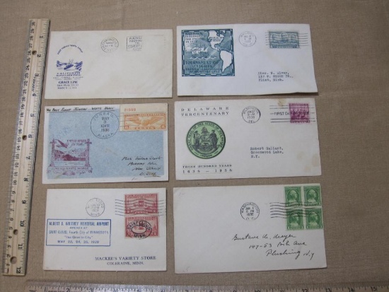 Depression Era Envelope Lot, 1929-1938, stamped and postmarked, that includes some First Day of