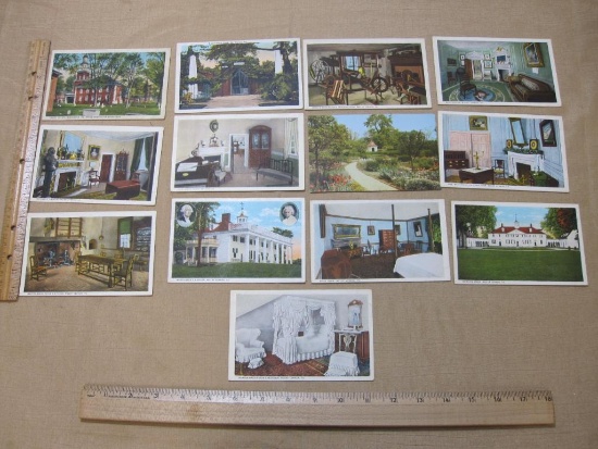 Vintage MT. Vernon Virginia Post cards including The Family Dining Room, Martha Washington's