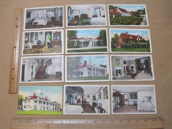 Vintage MT. Vernon Virginia Post Cards including Washington's Library, Texas Gate, Washington's