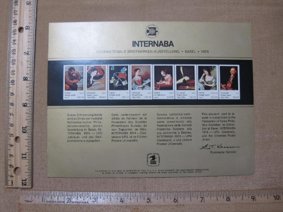 USPS Souvenir Sheet, 1974 INTERNABA/International Exhibit Basel, Switzerland