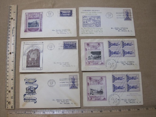 Lot of First Day Covers includes four 1937 Hawaiian Islands with 3 cent postage stamp featuring King