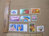 US 25 Cent Love and Floral Postage Stamps also includes 29 Cent Block of Two Recognizing Deafness,