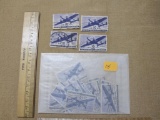 Lot of Canceled 1941 10-Cent US Air Mail Postage Stamps, Scott #C27