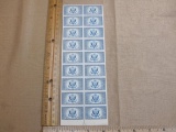 Full Sheet of Special Delivery 16 Cent Airmail US Postage Stamps Centerline non-perforated 1930s