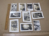 10 Black and White and Sepia-toned Photo Lot, including shot of actress Dorothy Lamour, dog wading