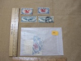 Lot of Canceled US Air Mail Postage Stamps including 30-Cent Trans-Atlantic (#C24) and 6-Cent (#C23)