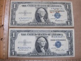 Two 1935 US One Dollar Bills Series 1935E M51935427H and 1935F V94866718I
