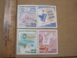 Two blocks of Two 22 Cent Stamp Collecting US Postage