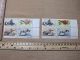 Two blocks of 4 US Postage Stamps, Wildlife Conservation, Scott #1464-1467