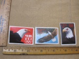 Three US Olympic Eagle Postage Stamps over $25 dollar value
