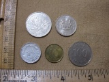 Lot of 5 Oriental Foreign Coins including Hong Kong Ten Cents and more