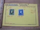 Two 1939 Slovakia Postage Stamps, on display card