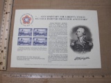 Department of the Treasury American Revolution Bicentennial Souvenir Sheet, mint