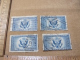 4 Canceled 1934 16-Cent US Air Mail Special Delivery Postage Stamps, Scott #CE1
