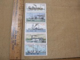 US Postage Block of Five 25 Cent Watercraft Stamps