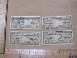 4 Canceled 1926 15-Cent US Air Mail Postage Stamps, Scott #C8