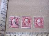 Four Red George Washington Two Cents Stamps including Scott #332 and more, canceled