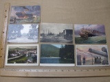 Seven Vintage Postcards featuring Hannover and Stuttgart Germany, HMS Queen Elizabeth, and ship